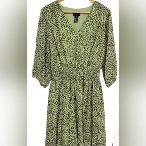 KATE and LILY Midi Leaf Print  Dress 6P